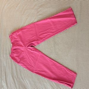 Vintage pink pants w/ pockets elastic waistband linen rayon blend